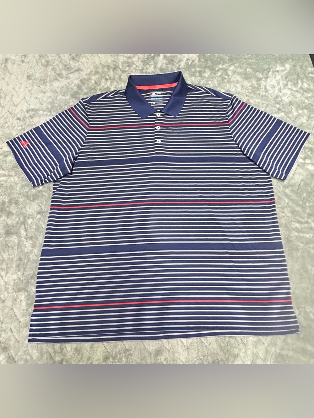 Adidas Climacool Men's Golf Polo Shirt Size 2XL XXL Blue Stripe Short Sleeve